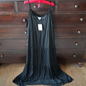 NWT LuluRoe Tiered black Maxi Dress Womens 2XL Tassles Witchy Bohemian grunge